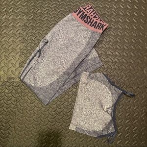 Women L Blue/Purple Gymshark Seamless Flex Leggings W/ Matching Strappy M Bra